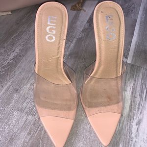Clear pointy heels nude